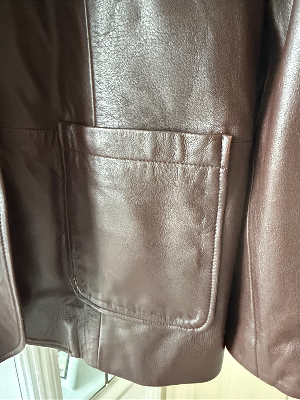 Quince Women's Dark Brown Leather Blazer Sz XL - Picture 3 of 6